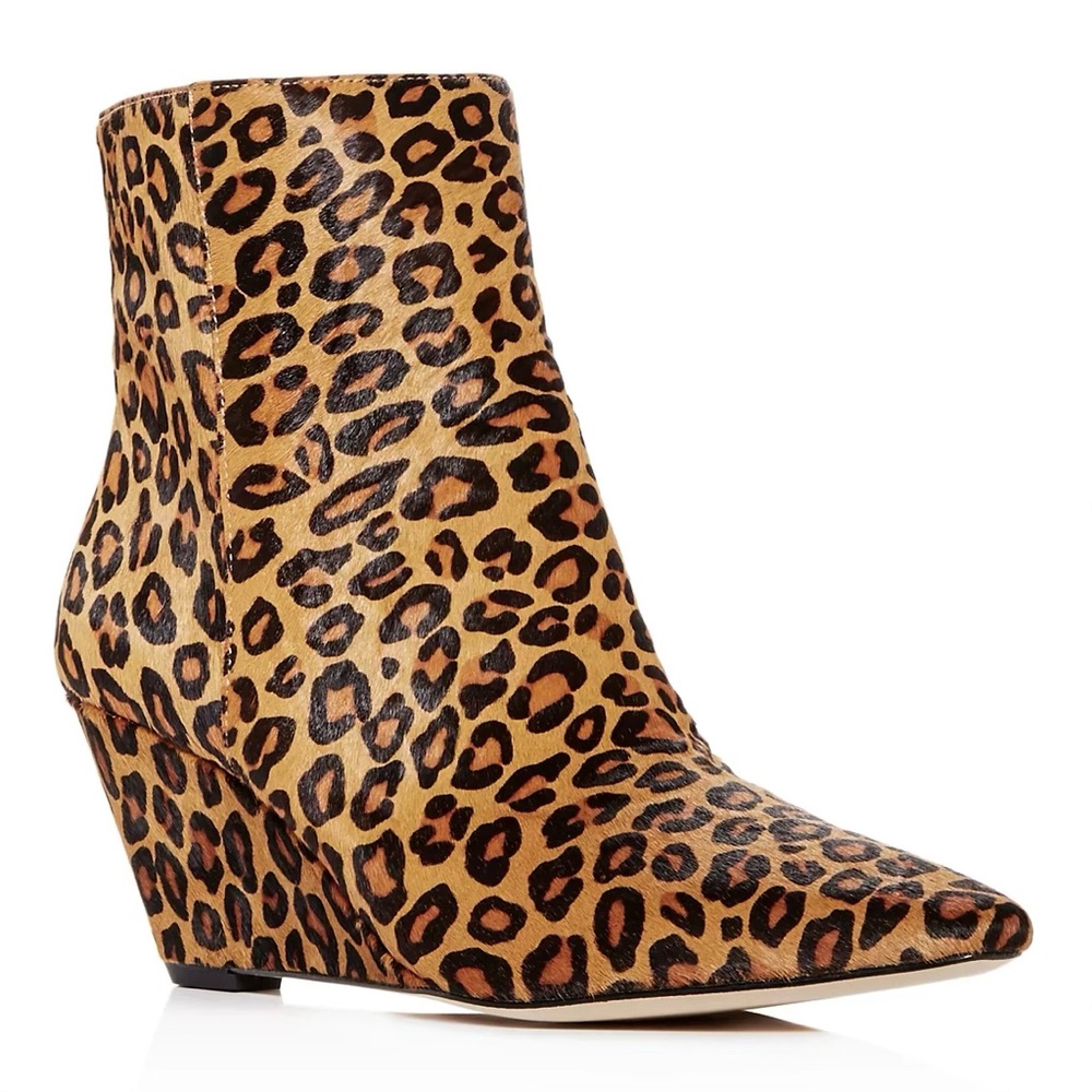 🐆 Donald J. Pliner, Jae Leopard Print Calf-Hair Wedge Heel Ankle Booties